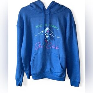 NWT Roller Rabbit Blue Ski Club Monkey Hoodie Medium Sold Out Rare Apres Ski